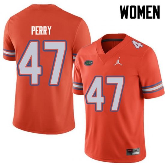 Women's Florida Gators #47 Austin Perry NCAA Jordan Brand Orange Authentic Stitched College Football Jersey QVG1062OC